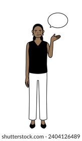 African-American senior woman giving directions, with a wipeout, Vector Illustration