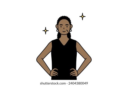 African-American senior woman with her hands on her hips, Vector Illustration