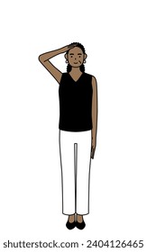 African-American senior woman making a salute, Vector Illustration