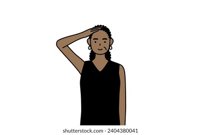 African-American senior woman making a salute, Vector Illustration