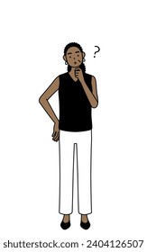 African-American senior woman nodding her head in question, Vector Illustration