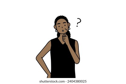 African-American senior woman nodding her head in question, Vector Illustration