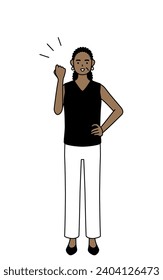 African-American senior woman posing with guts, Vector Illustration