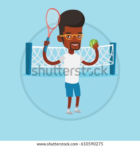 Similar – Image, Stock Photo Man hits a tennis ball on a tennis court with a tennis racket