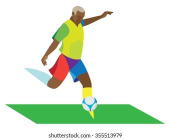 African-American striker hits the ball