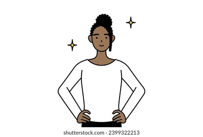 African-American woman with her hands on her hips, Vector Illustration