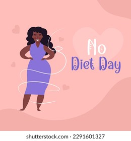 An African-American woman loves her body. No Diet Day background