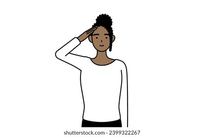 African-American woman making a salute, Vector Illustration