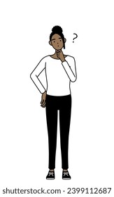 African-American woman nodding her head in question, Vector Illustration