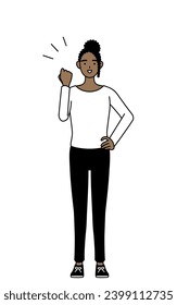 African-American woman posing with guts, Vector Illustration