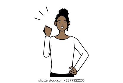 African-American woman posing with guts, Vector Illustration