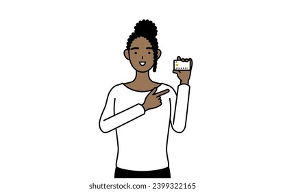 African-American woman recommending credit card payment, Vector Illustration