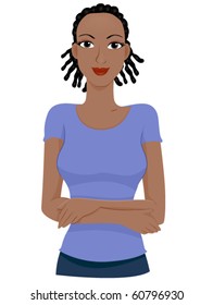 An African-American Woman Sporting Dreadlocks - Vector