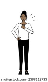 African-American woman tapping her chest, Vector Illustration