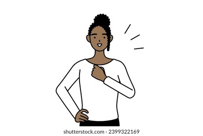 African-American woman tapping her chest, Vector Illustration