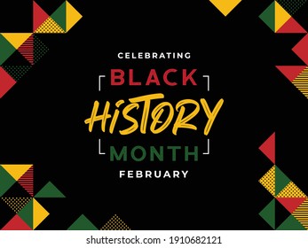 African-Americans Black history month lettering with colorful triangle pattern background vector illustration