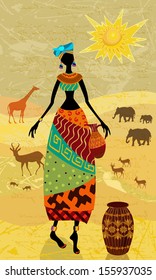 Africans on the vintage background for your design