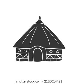 Africant Hut Symbol Silhouette Illustration. Architecture Rural Village Vektorgrafik Piktogramm Symbol Clip Art. Doodle Sketch Black Sign.