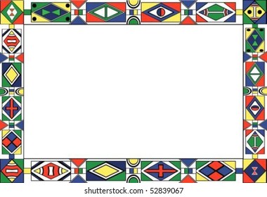  African-tribal-art pattern's frame of different colors