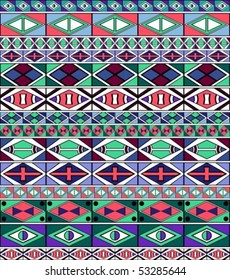  African-tribal-art seamless pattern of different colors