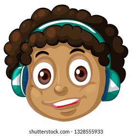 Afro african boy head illustration