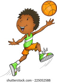 Afro American Basketball Player Vector Illustration Art