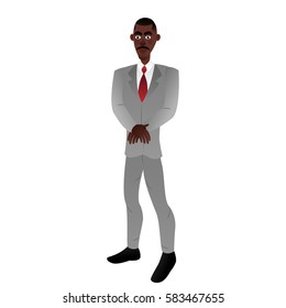 Afro american businessman on a white background. Cartoon style. Vector illustration.