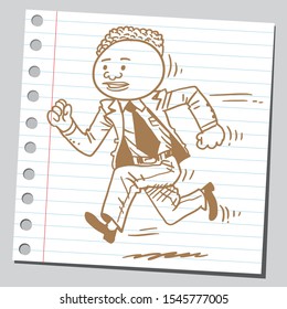 Afro American  businessman running very fast hurrying on a business meeting.