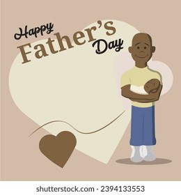 Afro american character with his son Happy father day card Vector illustration