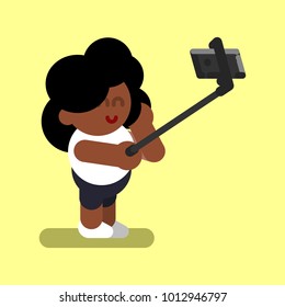 Afro american girl makes selfie