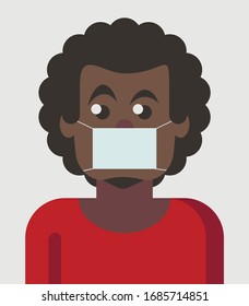 Afro american guy in medicine mask