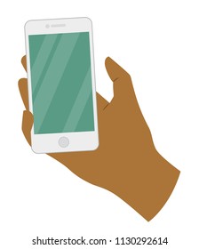 Afro american hand holding a smartphone.