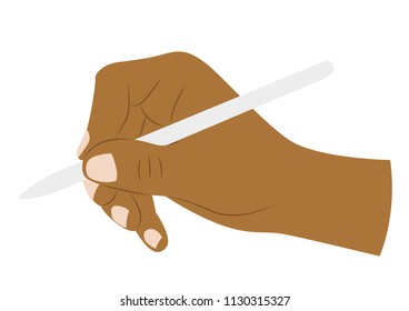 Afro american hand with stylus.