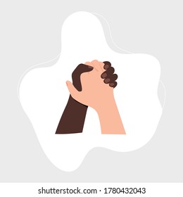 Afro american handshake hand gesture set with manicured nails, different male pose. Finger holding.