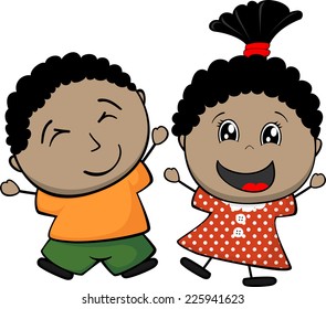 Afro American happy children isolated on white background