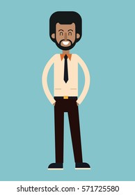 afro american man beard with tie shirt smiling