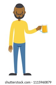 Afro american man drinking beer.