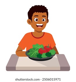 afro american man eating vegan food isolated