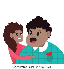 Afro american man and girl Father and daugther Vector