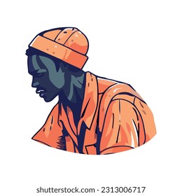 afro american man portrait icon isolated