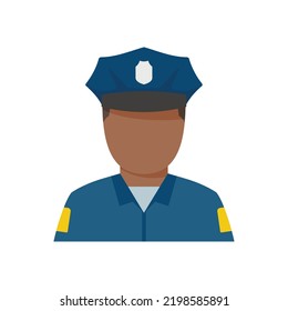 Afro american policeman icon. Flat illustration of afro american policeman vector icon isolated on white background