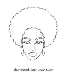 Afro american woman with abstract forms on white.