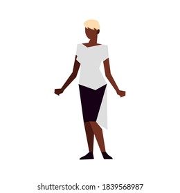 afro american woman with blonde hair standing character vector illustration isolated icon