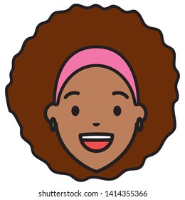 afro american woman face character vector illustration