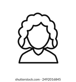 afro American woman or girl icon linear graphics set vector