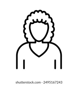 afro american woman or girl icon linear logo mark in black and white