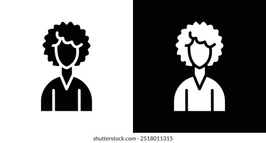 afro American woman or girl icon logo set vector