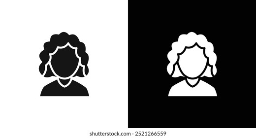 afro american woman or girl icon Flat line illustration