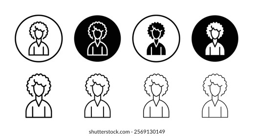 afro american woman or girl icon Black and white outline vector