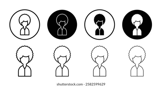 afro american woman or girl icon Outline thin set pack series